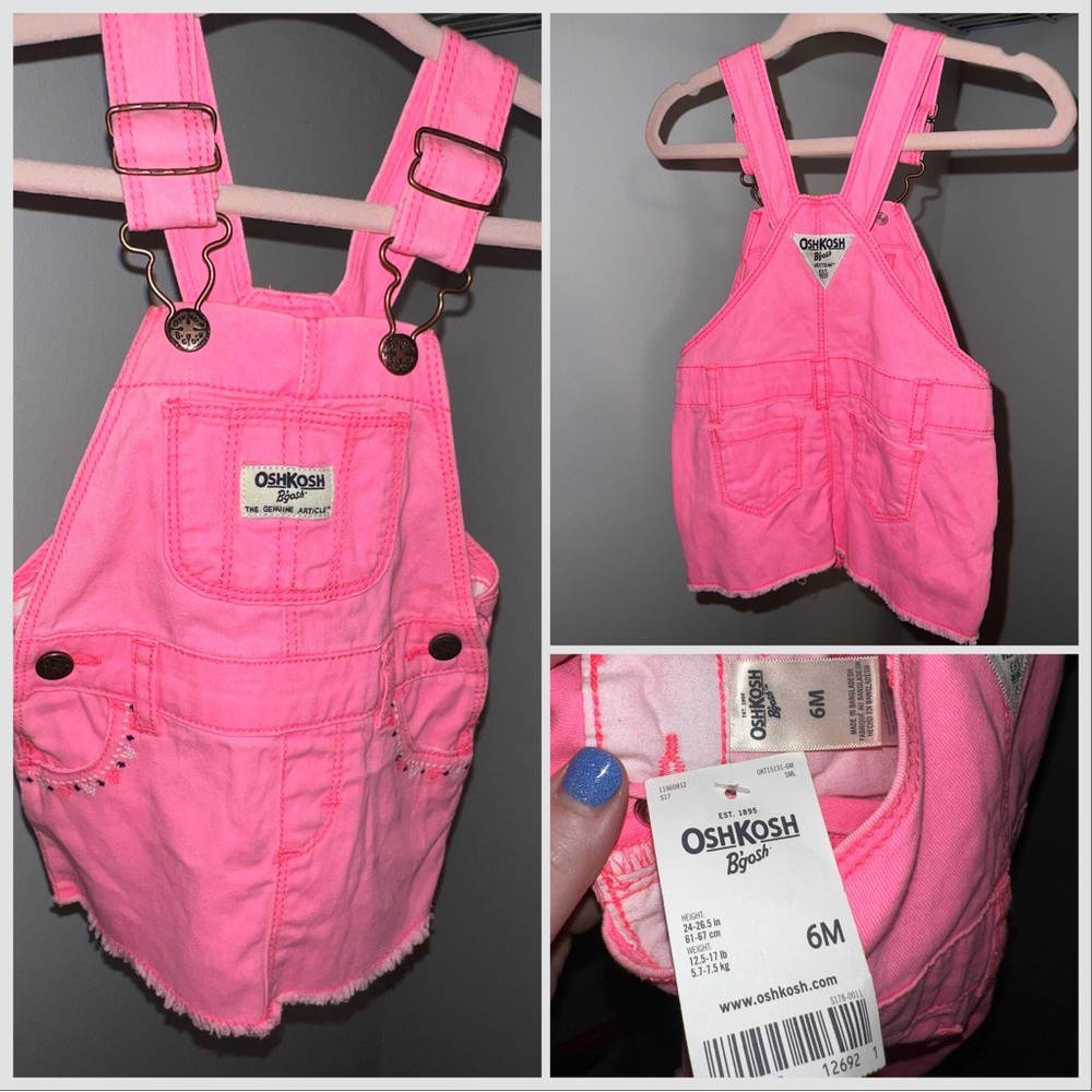 Nwt! OshKosh 6m girls hot pink denim dress
